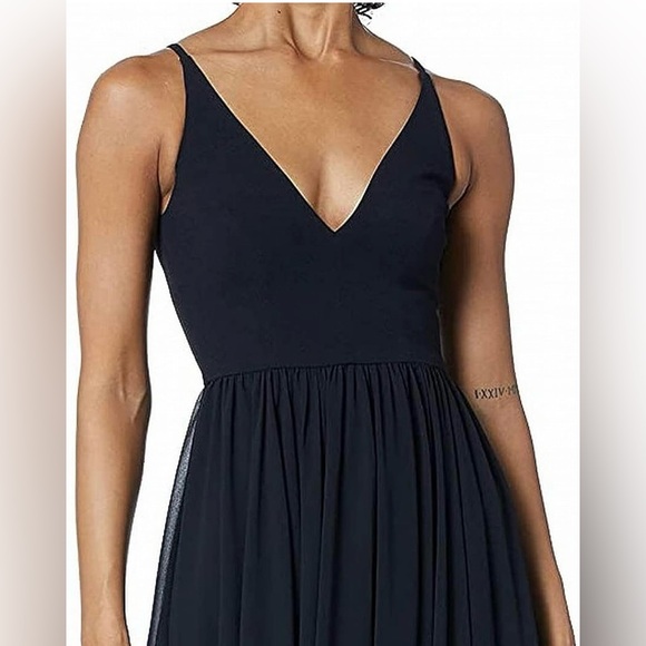 Dress the Population Alicia Plunging Mix Media Sleeveless Fit and Flare Midi - Picture 3 of 7